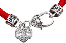 Fireman's Wife Heart, On A Genuine Red Woven Leather Hypoallergenic Bracelet, Nickel, Lead, And Poisonous Cadmium Free