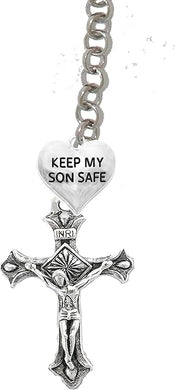 Keep My Son Safe, Heart, and A Crucifix, Through A Circle, Father, Son, Holy Ghost, Adjustable Necklace, Nickel Lead, Cadmium Free