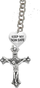Keep My Son Safe, Heart, and A Crucifix, Through A Circle, Father, Son, Holy Ghost, Adjustable Necklace, Nickel Lead, Cadmium Free