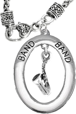 Band Saxophone Player Hypoallergenic Adjustable Necklace, Safe-Nickel, Lead Free
