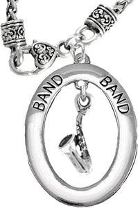 Band Saxophone Player Hypoallergenic Adjustable Necklace, Safe-Nickel, Lead Free