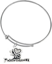 Policeman's, I Love My Policeman, Adjustable Miracle Wire Charm Bracelet, Hypoallergenic, Safe-Nickel, Lead, Free