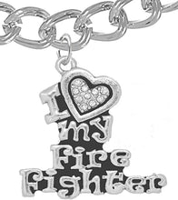 Firefighter, I Love My Firefighter, Genuine Crystal, Bracelet, Hypoallergenic, Safe-Nickel, Lead, Free