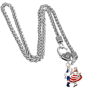 Square Dancing Couple, Beautiful Antique Wheat Chain Necklace, What A Wonderful Gift For Yourself, Or Someone Special. Gift Ready, Comes In A Black Velvet Bag.Made By Veterans