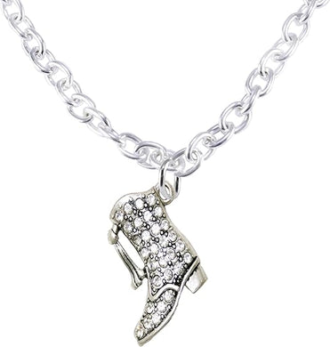 Drill Boot Crystal Necklace, Safe-Nickel, Lead & Cadmium Free!