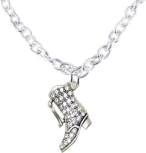 Drill Boot Crystal Necklace, Safe-Nickel, Lead & Cadmium Free!
