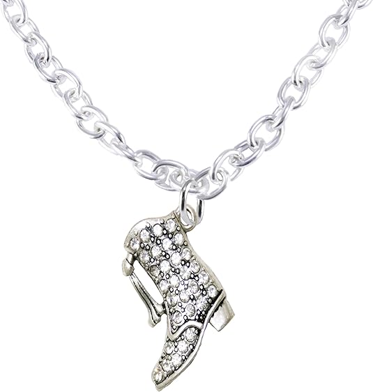 Drill Boot Crystal Necklace, Safe-Nickel, Lead & Cadmium Free!