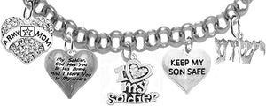 Army Mom, My Soldier, God Has You In His Arms And I Have You In My Heart, YESHUA (JESUS IN HEBREW) NAMED BY AN ANGEL OF GOD, Adjustable Bracelet, Hypoallergenic Safe, No Nickel, Lead, Or Poisonous Cadmium