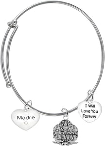 Madre, I Will Love You Forever, Navy Hypoallergenic, Safe-Nickel Free, No Poisonous Lead Or Cadmium
