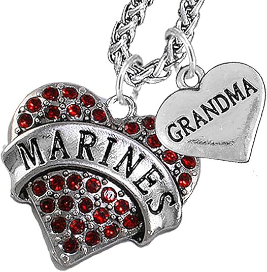 Marine Grandma Heart Necklace, Hypoallergenic, Will NOT Irritate Anyone with Sensitive Skin. Safe- Nickel, Lead and Cadmium Free