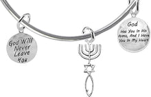 God Has You In His Arms,And I Have You In My Heart, Messianic Seal of Jerusalem With Menorah,Star Of David,Christian Fish(Ichthys)On Adjustable Bracelet,Hypoallergenic, Safe-No Nickel,Lead, Or Cadmium