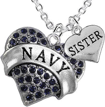 Navy Sister Blue Crystal Heart Necklace, Adjustable, Hypoallergenic, Will NOT Irritate Anyone with Sensitive Skin. Safe- Nickel, Lead and Cadmium Free