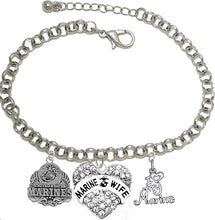 Marine Mom, I Love My Marine Bracelet, Hypoallergenic, Will NOT Irritate Anyone with Sensitive Skin. Safe- Nickel, Lead, Cadmium Free