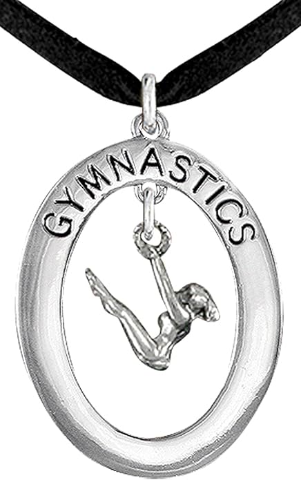 Gymnast Posed On Bars Necklace, Adjustable, Hypoallergenic, Nickel, Lead & Cadmium Free