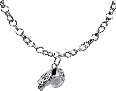 #1 Coach,Whistle, Adjustable 14-21 Inch Rolo Necklace, Nickel, Lead, And Cadmium Free-Hypoallergenic