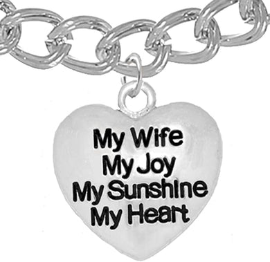 Message Jewelry, My Wife, My Joy, My Sunshine, My Heart, Bracelet, Hypoallergenic, Safe-Nickel, Lead, Free
