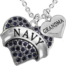 Navy Grandma Blue Crystal Heart Necklace, Adjustable, Hypoallergenic, Will NOT Irritate Anyone with Sensitive Skin. Safe- Nickel, Lead and Cadmium Free