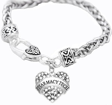 Pharmacy Tech Crystal Heart Bracelet, Safe-Nickel, Lead & Cadmium Free!