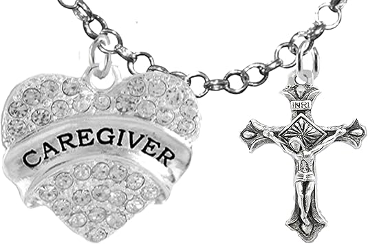 Caregiver, RN, Nurse, Crucifix Cross, Adjustable Charm Necklace, Hypoallergenic, Safe-Nickel, Lead, Free