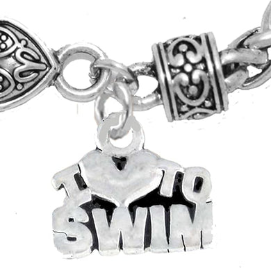 I Love Swimming Bracelet, Hypoallergenic, Safe-Nickel Free, No Poisonous Lead Or Cadmium