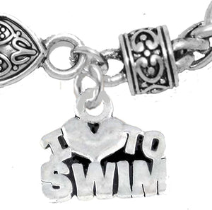 I Love Swimming Bracelet, Hypoallergenic, Safe-Nickel Free, No Poisonous Lead Or Cadmium