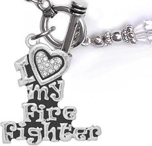 Firefighter, I Love My Firefighter, Genuine Crystal, Bracelet, Hypoallergenic, Safe-Nickel, Lead, Free