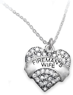 Fireman's Wife Genuine Crystal Heart Necklace, Safe-Nickel, Lead & Cadmium Free!