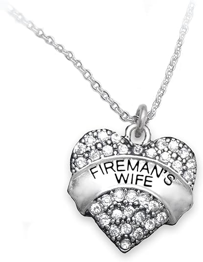 Fireman's Wife Genuine Crystal Heart Necklace, Safe-Nickel, Lead & Cadmium Free!