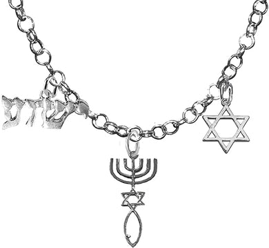 Messianic Yeshua And Seal Of Jerusalem, Star Of David Charm Necklace, Adjustable, Hypoallergenic, Safe-Nickel, Lead, Cadmium Free