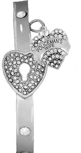 It Really Locks, The Key to My Heart Cuff Crystal Bracelet, Policeman's Wife Hypoallergenic, Safe-Nickel, Lead, Free