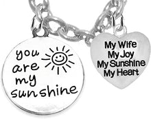 You are My Sunshine, Wife, Sterling Silver Solid .925 Sterling, Not Plated Or Coated.Cable Chain Necklace, Charm-Nickel, Lead, Cadmium Free