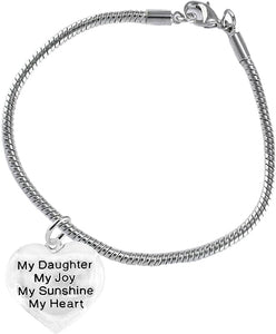 Message Jewelry, My Daughter, My Joy, My Sunshine, My Heart, Bracelet, Hypoallergenic, Safe-Nickel, Lead, Free