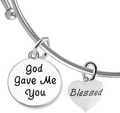 God Gave Me You, Blessed, Hypoallergenic Adjustable Miracle Wire Bracelet, Safe-Nickel, Lead And Cadmium Free