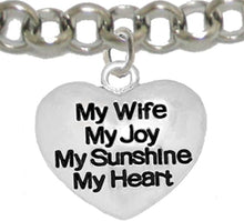 Message Jewelry, My Wife, My Joy, My Sunshine, My Heart, Adjustable Bracelet, Hypoallergenic, Safe-Nickel, Lead, Free