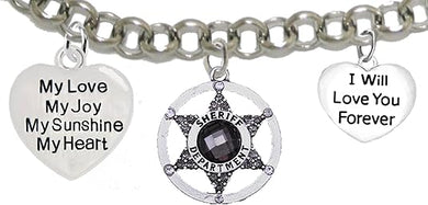 Deputy Sheriff, Sheriff, My Love, My Joy, My Sunshine, I Will Love You Forever, Hypoallergenic Adjustable Nickle, Lead Free