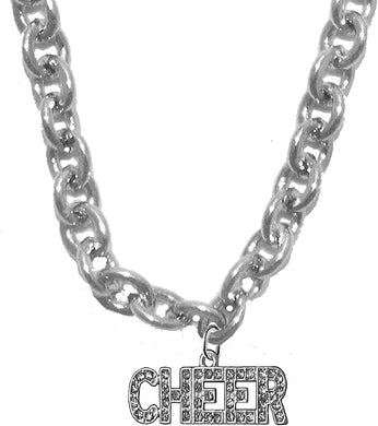 Genuine Crystal Cheer On A Sterling Silver Solid .925 Sterling,Not Plated Or Coated.18 Inch Chain,Hyperallergenic Safe-Nickel,Lead, Cadmium Free