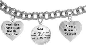 Inspirational/Religious, God Has You in His Heart and I Have You in My Arms, Hypoallergenic Safe, No Nickel, Lead, Or Poisonous Cadmium in Bracelet