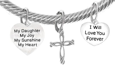 My Daughter, My Joy, My Sunshine, My Heart, and I Will Love You Forever, and A Contemporary Cross, Adjustable Bracelet Nickle, Lead, Cadmium Free