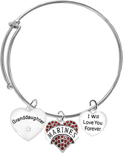 Marine Granddaughter, I Will Love You Forever, Hypoallergenic, Safe-Nickel Free, No Poisonous Lead Or Cadmium