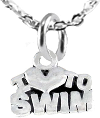 I Love Swimming, Adjustable Necklace, Hypoallergenic, Safe-Nickel Free, No Poisonous Lead Or Cadmium