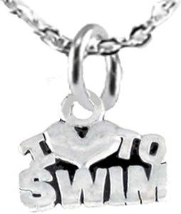 I Love Swimming, Adjustable Necklace, Hypoallergenic, Safe-Nickel Free, No Poisonous Lead Or Cadmium