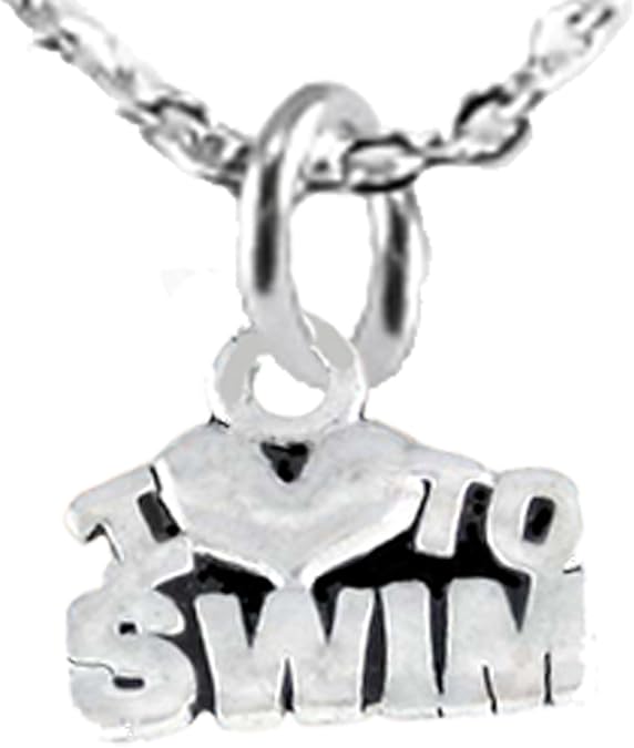 I Love Swimming, Adjustable Necklace, Hypoallergenic, Safe-Nickel Free, No Poisonous Lead Or Cadmium