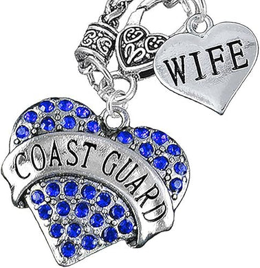 Coast Guard Wife Heart Necklace, Hypoallergenic, Will NOT Irritate Anyone with Sensitive Skin. Safe- Nickel, Lead and Cadmium Free