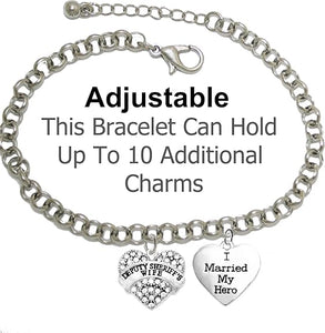 Deputy Sheriff's Wife, I Married My Hero, On A Adjustable Rolo Chain Bracelet, Hypoallergenic Safe-Nickel, Lead And Cadmium Free