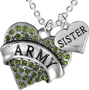 Army Sister Heart Necklace, Adjustable, Hypoallergenic, Will NOT Irritate Anyone with Sensitive Skin. Safe- Nickel, Lead and Cadmium Free