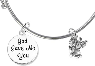God Gave Me You, Praying Angel Of God, Hypoallergenic Adjustable Miracle Wire Bracelet, Safe-Nickel, Lead And Cadmium Free