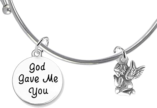 God Gave Me You, Praying Angel Of God, Hypoallergenic Adjustable Miracle Wire Bracelet, Safe-Nickel, Lead And Cadmium Free
