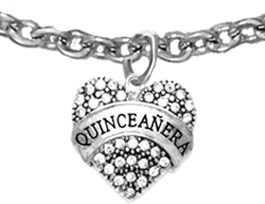 The Perfect Gift, Quinceanera Genuine Crystal Heart, Adjustable, Hypoallergenic Adjustable Anklet, Safe-Nickel, Lead & Cadmium Free!