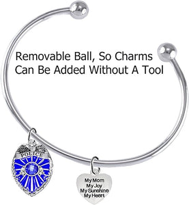 Policeman's, My Mom, My Joy, My Sunshine, My Heart, Adjustable Bracelet, Hypoallergenic, Safe-Nickel Free, No Poisonous Lead Or Cadmium.
