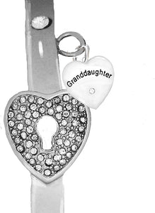 Message Bracelet, Granddaughter, The Key to My Heart Genuine Crystal Bracelet, It Really Locks! Hypoallergenic, Safe-Nickel, Lead, Free